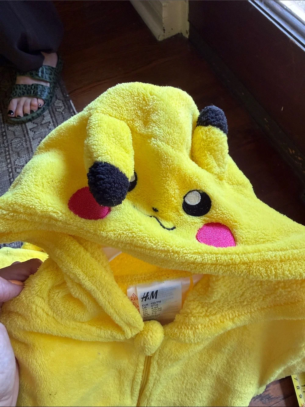 3 Kids Yellow Pikachu-Style Hoodie Onesie Costume 5-7y